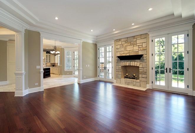 sleek and polished hardwood floors in a modern living room